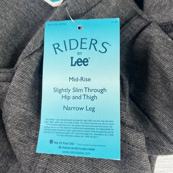 Lee Riders Comfort Waist Mid-Rise Slim Fit Pants Womens 12L Gray New Skinny Leg - Picture 9 of 10